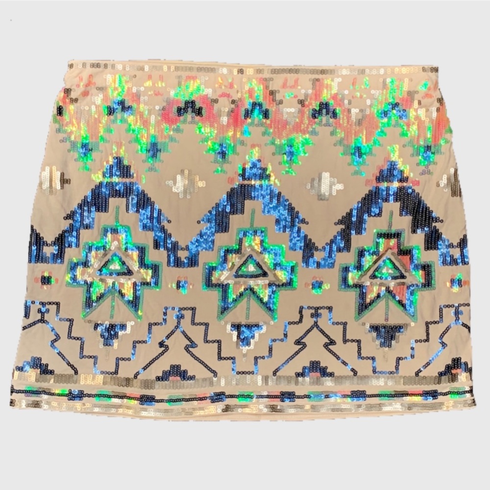 Express Aztec Tribal Sequin Skirt sz M